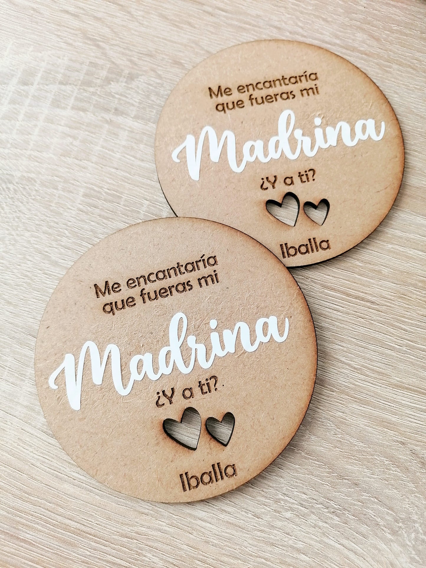 Placas Madera Madrina o Padrino Bautizo