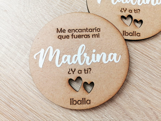 Placas Madera Madrina o Padrino Bautizo