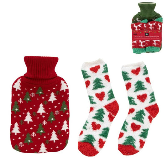 BOLSA DE AGUA 0,7L CON CALCETINES NAVIDAD
