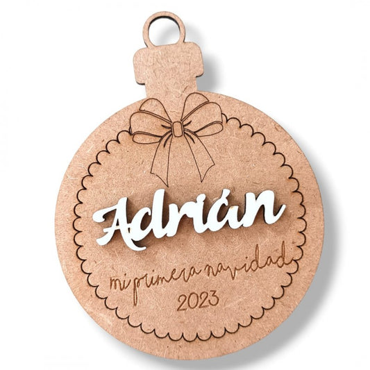 BOLA DE NAVIDAD DE MADERA PERSONALIZADA