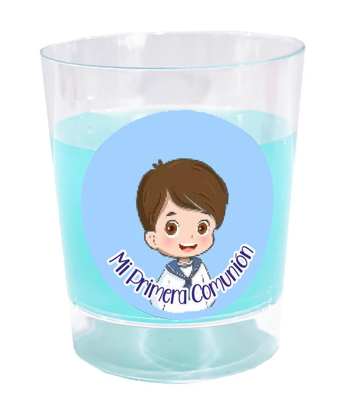 VASO CHUPITO CON PEGATINA NIÑO COMUNIÓN