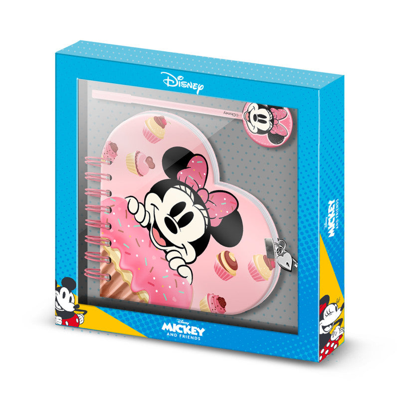 Diario Corazón Llave + Boli Rosa Disney Minnie Mouse Muffin