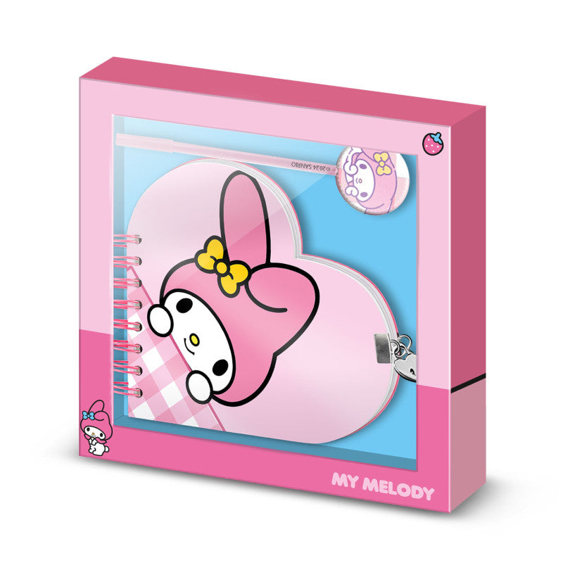 Diario Corazón Llave + Boli Rosa Sanrio My Melody Cute