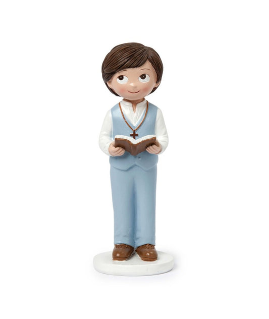 FIGURA PASTEL COMUNIÓN NIÑO CHALECO Y BIBLIA