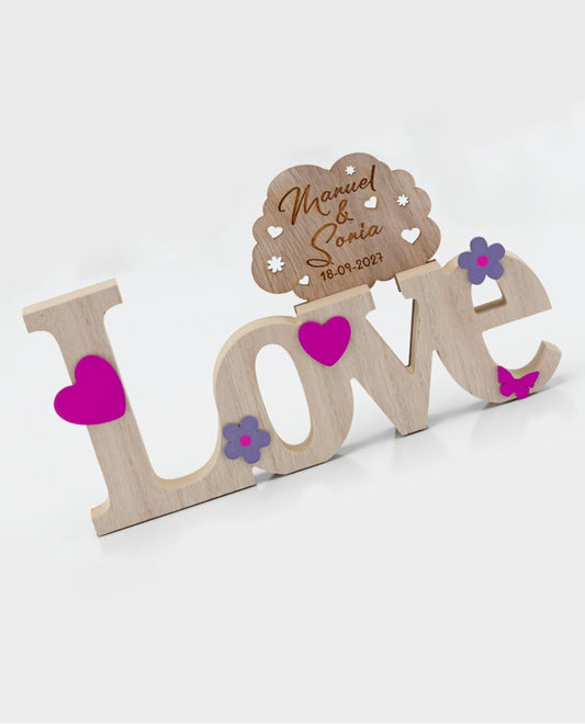 LOVE EN MADERA CON NUBE PERSONALIZADO