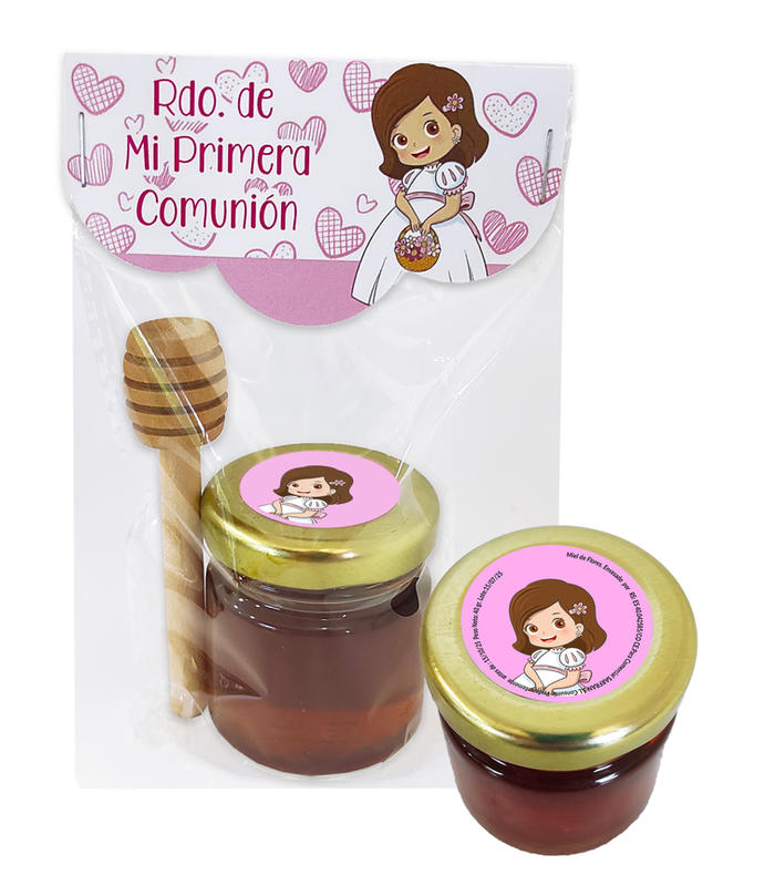 PACK NIÑA COMUNIÓN MIEL DE 40 GRS. CON PALITO