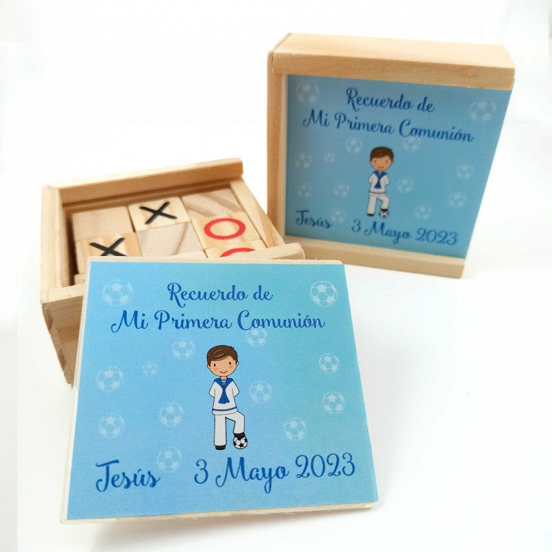 Tres en raya en madera Personalizado Comunión niño