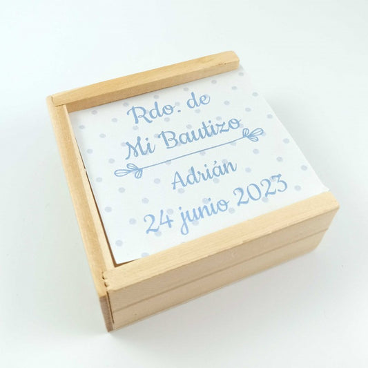 Tres en raya en madera Personalizado Bautizo niño