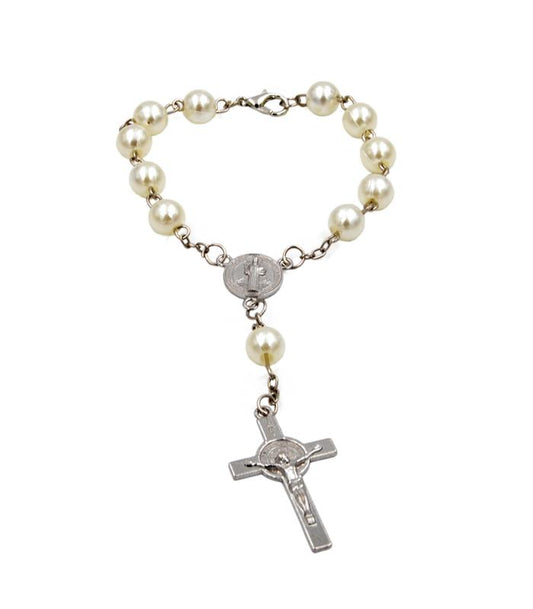 ROSARIO PULSERA PERLAS BLANCAS