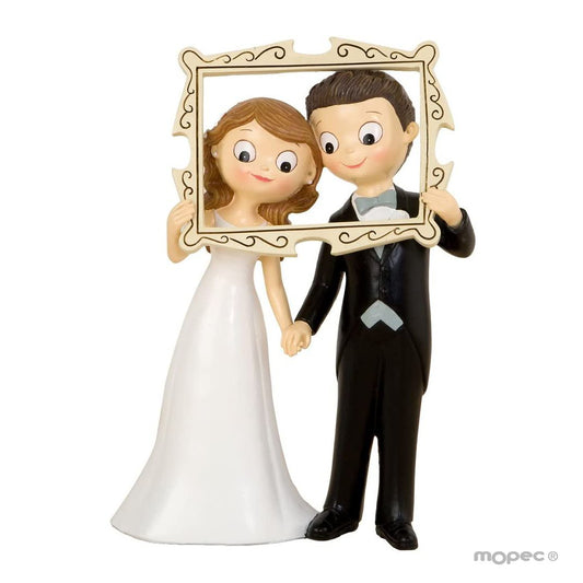 Figura para Tartas de Bodas Novios con Photocall