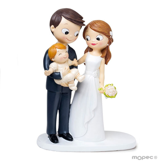 Figura para tartas de Novios con Bebé en Brazos